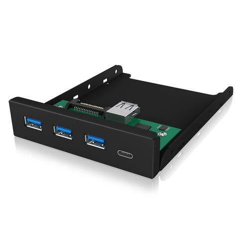 Thumbnail - IB-HUB1418-i3, 4 Port USB 3.0 Frontpanel für 3,5 Einbauschacht, 3x USB Type A und 1x USB Type-C™ Anschluss