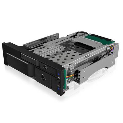 IB-173SSK, ICY BOX 2fach Wechselrahmen für SATA/SAS, 1x 2,5" + 1x 3,5" SATA HDD zu 2x SATA Host in 1x 5,25" Einschub