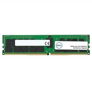 Ein grüner RAM-Stick mit schwarzen Speichermodulen und einem Label mit dem Dell-Logo, das zu einem Speicher-Upgrade auffordert.