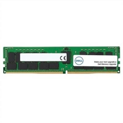 Ein grüner RAM-Stick mit schwarzen Speichermodulen und einem Label mit dem Dell-Logo, das zu einem Speicher-Upgrade auffordert.