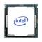 Ein quadratischer Computerprozessor von Intel mit dem Intel-Logo in der Mitte, umgeben von einem dunklen Rand mit Kontaktpunkten.