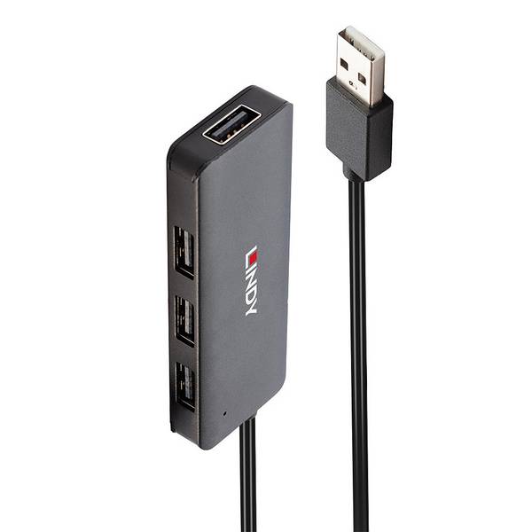 LINDY 42986 USB-Hub 4 Port USB-A USB 2.0 480 MBit/s  Schwarz 42986