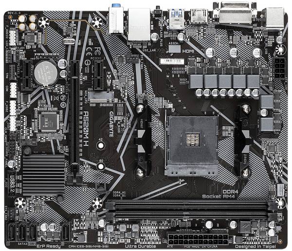 Gigabyte A520M H (rev. 1.0) Mainboard Sockel (PC) AMD® AM4 Formfaktor (Details) Micro-ATX Mainboard-Chipsatz AMD® A520