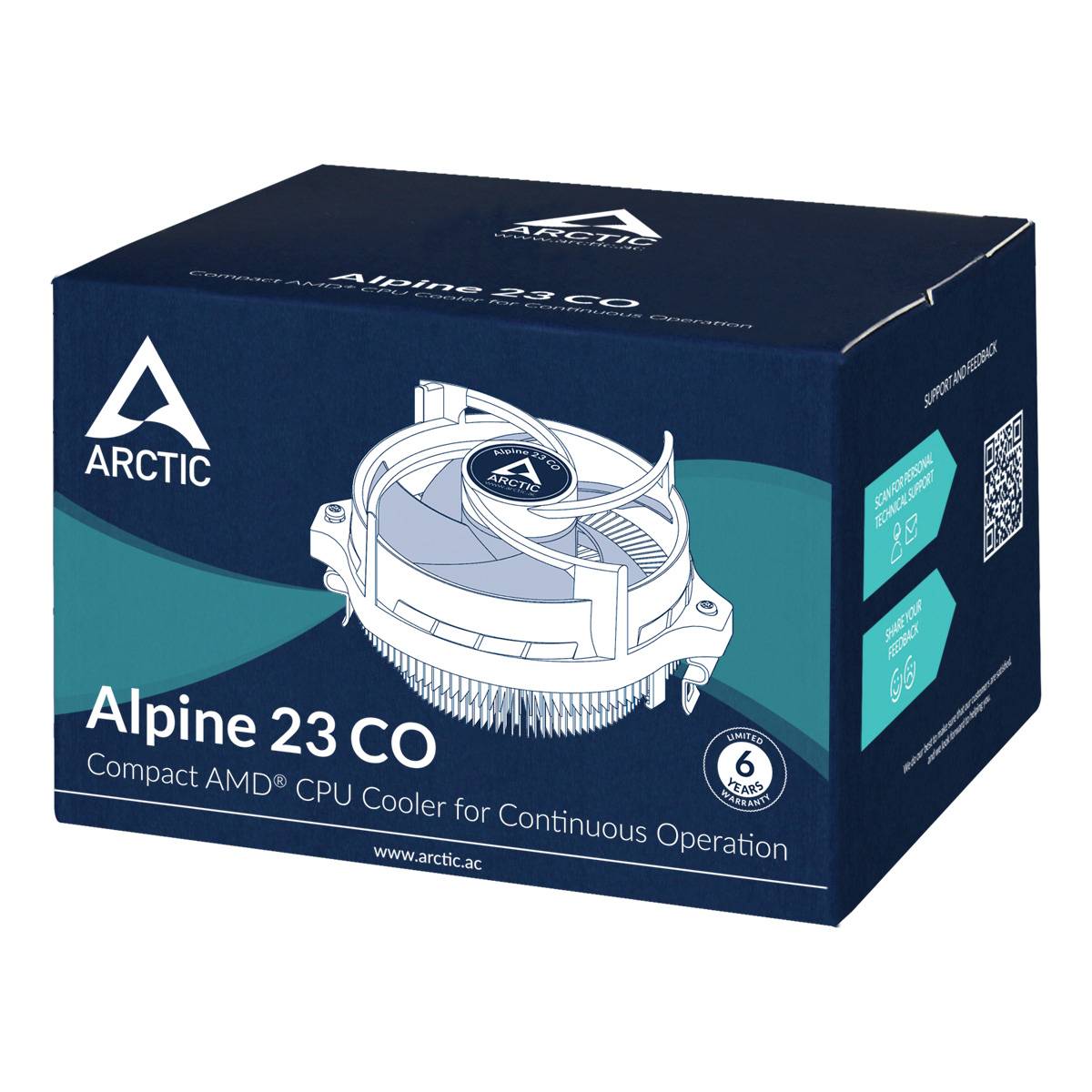Arctic Alpine 23 CO - Kompakter AMD CPU-Kühler für den Dauerbetrieb CPU-Kühler mit Lüfter AMD® AM4, AMD® AM5-7