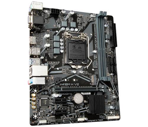 Computer-Mainboard mit verschiedenen Anschlüssen und Komponenten. Hauptsächlich in Schwarz gehalten mit einigen silbernen Elementen.