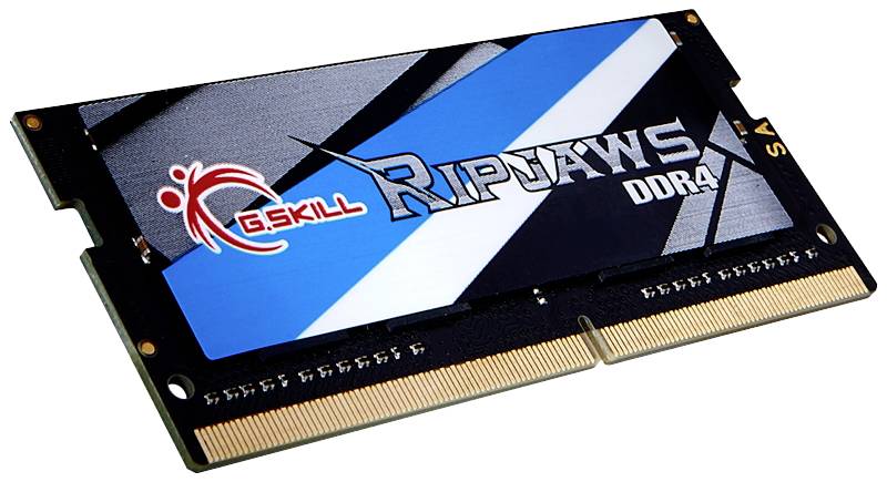 DDR4 RAM-Modul in schwarzem und blauem Design mit 'G.Skill Ripjaws' Aufschrift.