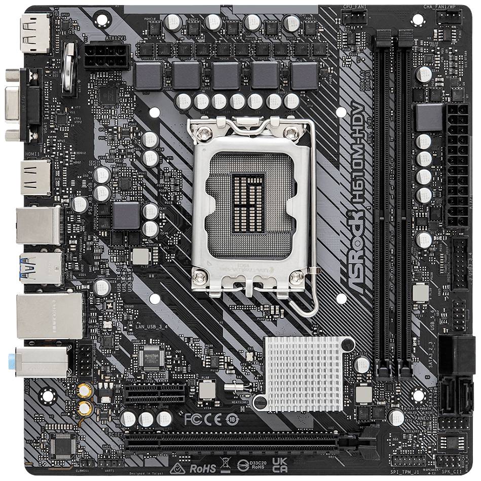 ASRock H610M-HDV - Motherboard - micro ATX - LGA1700-Sockel - H610 Chipsatz - USB 3.2 Gen 1 - Gigabit LAN - Onboard-Graf-1