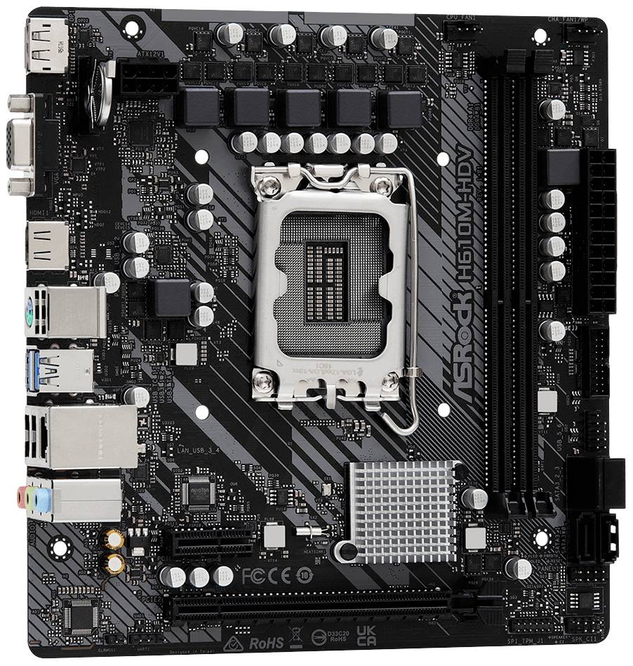 ASRock H610M-HDV - Motherboard - micro ATX - LGA1700-Sockel - H610 Chipsatz - USB 3.2 Gen 1 - Gigabit LAN - Onboard-Graf-3