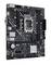 Schwarzes Computer-Motherboard mit mehreren elektronischen Komponenten und Steckplätzen, darunter USB-Anschlüsse und ein CPU-Sockel.