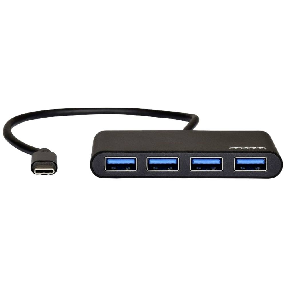 PORT Designs 900123 USB-C (USB 3.2 Gen 2) multiport hub 4 poorten Zwart