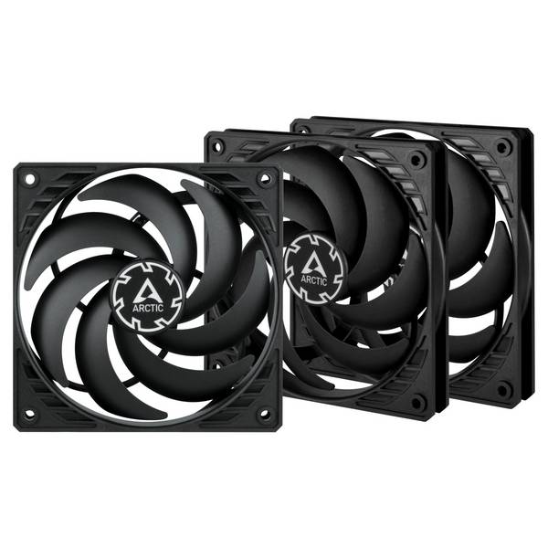 ARCTIC P12 Slim PWM PST - Gehäuselüfter - 120 mm - Schwarz (Packung mit 3)