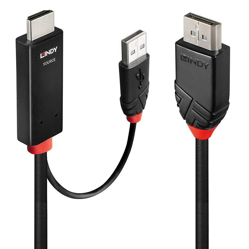 LINDY 41498 DisplayPort-kabel HDMI-DisplayPort Adapterkabel HDMI-A-stekker, DisplayPort-stekker 1 m 