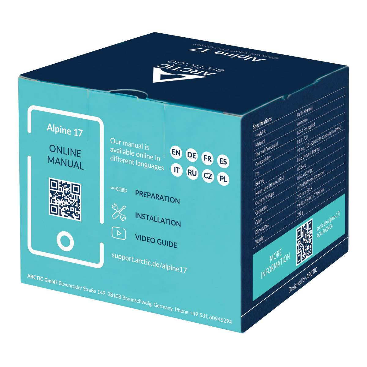 Arctic Alpine 17 CPU-Kühler mit Lüfter Intel® LGA 1700, Intel® LGA 1851-8