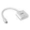 'DVI to Mini DisplayPort Adapter' in Weiß mit einem kurzen Kabel, geeignet zum Verbinden von Computern mit Monitoren oder Projektoren.