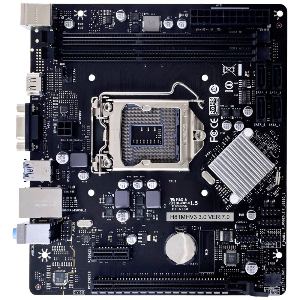 BioStar H81MHV3 3.0 H81 Moederbord Socket Intel 1150 Vormfactor Micro-ATX Moederbord chipset Intel® 