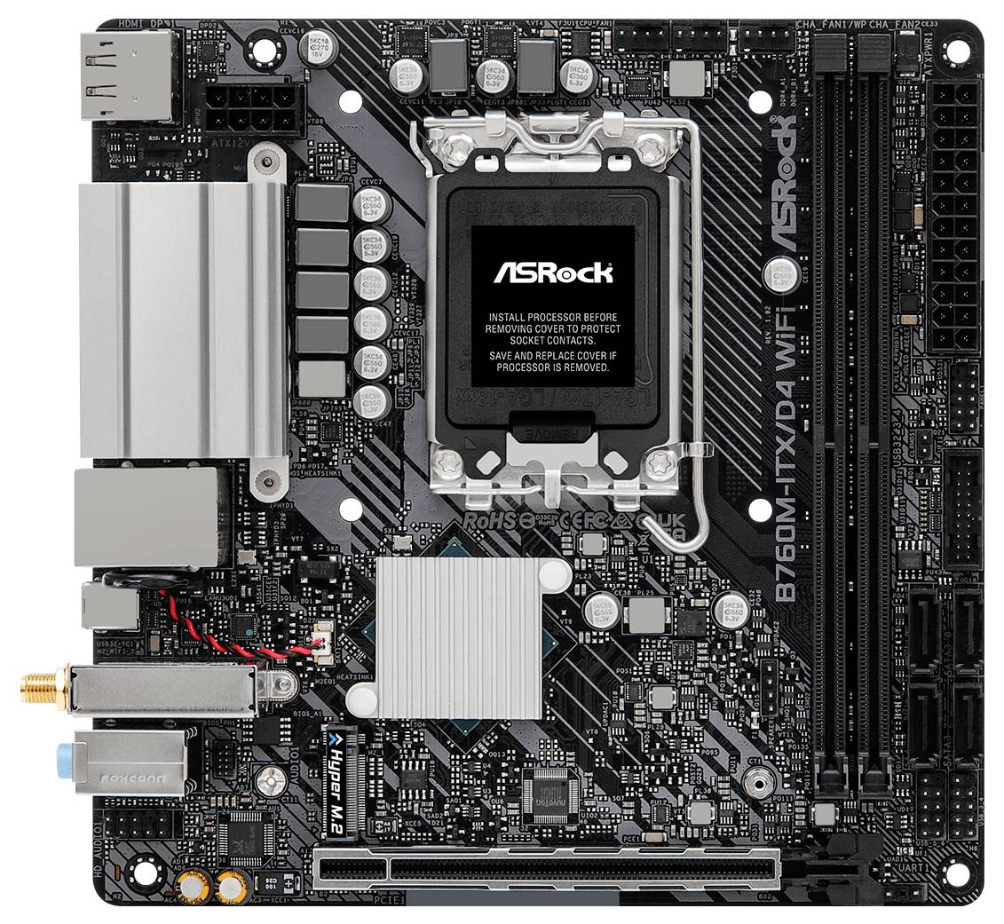 ASRock MB ASRock B760M-ITX/D4 WiFi Mainboard Sockel (PC) Intel® LGA 1700 Formfaktor (Details) Mini-ITX Mainboard-Chipsat-1