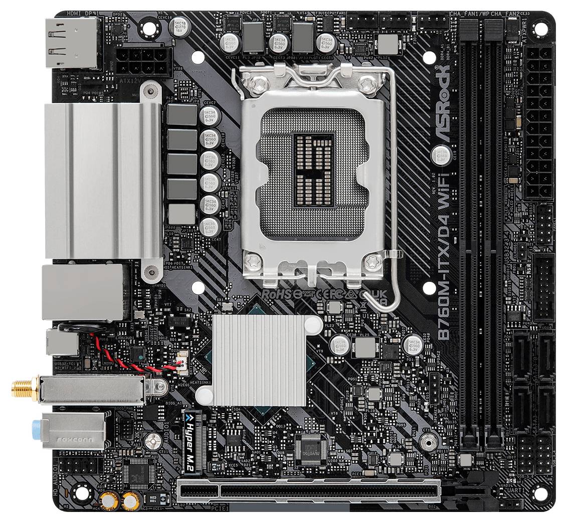ASRock MB ASRock B760M-ITX/D4 WiFi Mainboard Sockel (PC) Intel® LGA 1700 Formfaktor (Details) Mini-ITX Mainboard-Chipsat-2