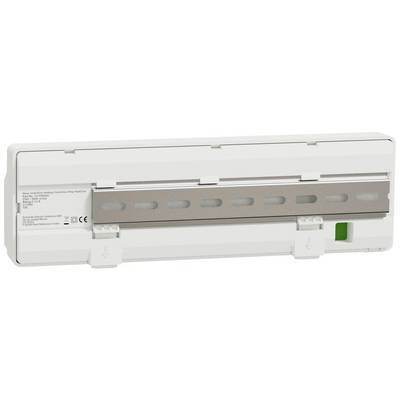 Elektronisches Heizgerät in Weiß mit silbernem Gitter, Modellnummer und technische Informationen rechtsseitig abgebildet.