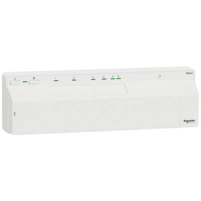 Ein weißes, rechteckiges Gerät von Schneider Electric mit mehreren grünen LED-Anzeigen und Tasten.