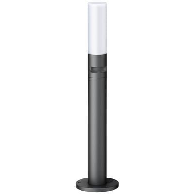 Schwarzer, schlanker Lichtmast mit weißem Leuchtbereich oben. Geeignet für Außenbeleuchtung und modernes Design.