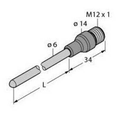 Technische Zeichnung eines zylindrischen Bauteils mit Abmessungen: Gewinde M12 x 1, Durchmesser 14 mm, Länge 34 mm, Rohrdurchmesser 6 mm.