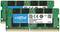 Zwei grüne RAM-Module von Crucial mit DDR4 SODIMM-Spezifikation, geeignet für Laptops. Sie tragen Aufkleber mit technischen Details.