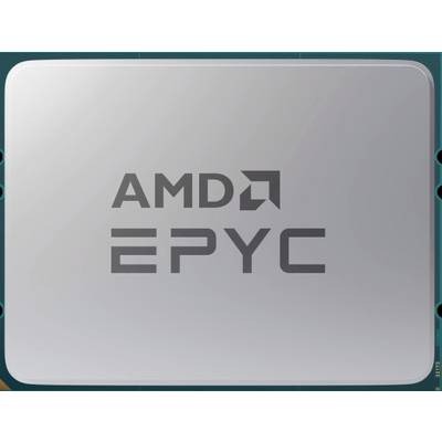 Silberner Computerchip mit der Aufschrift 'AMD EPYC' in großen, dunklen Buchstaben in der Mitte.