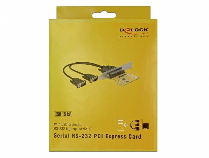 DeLock PCI Express Card > 2 x Serial RS-232 high speed 921K ESD protection-4