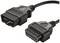 Zwei schwarze OBD-II-Stecker für Fahrzeugdiagnose, jeweils mit 16 Pins.