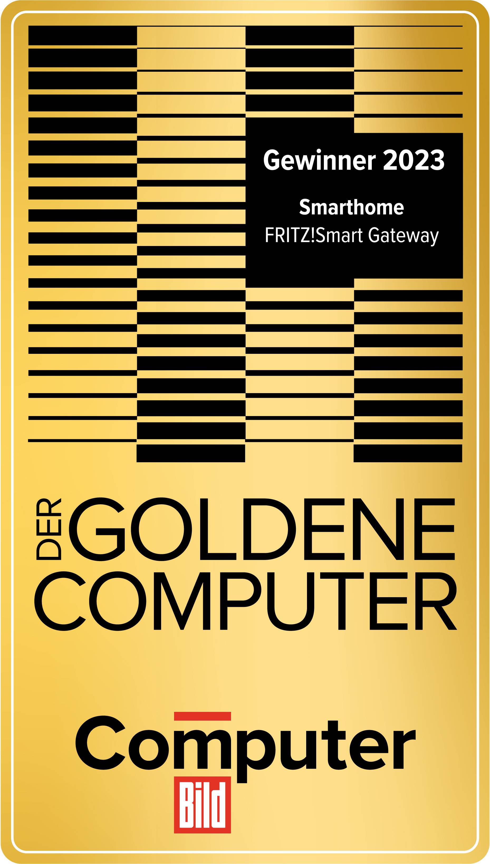 'Der Goldene Computer: Gewinner 2023 in der Kategorie Smarthome für FRITZ!Smart Gateway.'