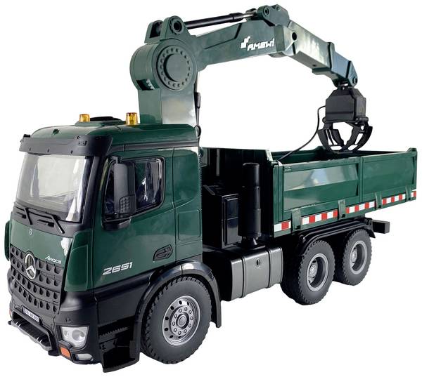 Amewi 22568 Arocs Kranwagen 1:14 Elektro RC Modell-LKW RtR inkl. Akku und Ladekabel, mit Geräuschefunktion, mit Lichteffekt