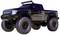 Ein schwarzer, schwerer Offroad-Truck mit großen Reifen und einem Dachgepäckträger, hervorgehoben durch das Wort 'OFF-ROAD' auf der Seite.