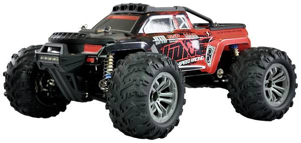 Amewi Daphoenodon Rot Brushed 1:12 RC Modellauto Elektro Monstertruck Allradantrieb (4WD) RtR 2,4 GHz Inkl. Akku und Ladegerät, mit Lichteffekt