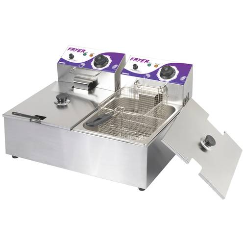 6 + 6 l Doppel-Fritteuse 12 l Kontrollleuchte Edelstahl