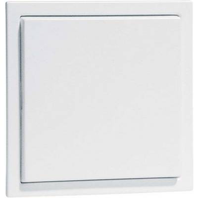 Ein weißer Lichtschalter an der Wand, rechteckig und schlicht im Design.