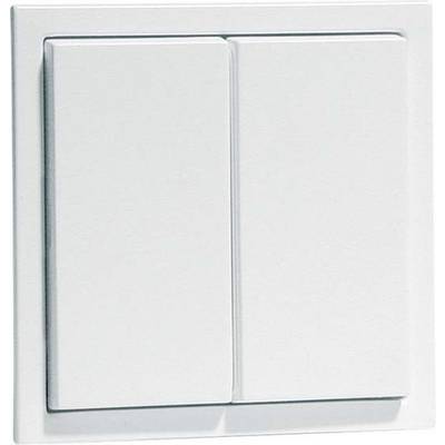 Zwei weiße Lichtschalter nebeneinander an einer Wand; schlichtes Design.