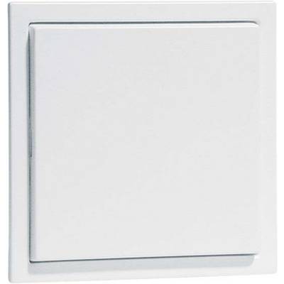 Ein einfacher, weißer Lichtschalter an einer Wand, im ausgeschalteten Zustand.