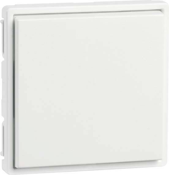 Ein einzelner, quadratischer, weißer Lichtschalter an der Wand, minimalistisch gestaltet.