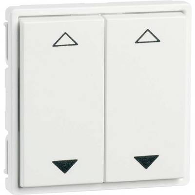 Zwei weiße Kippschalter nebeneinander, jeweils mit Pfeilen, die nach oben und unten zeigen. Sie steuern vermutlich elektrische Geräte.