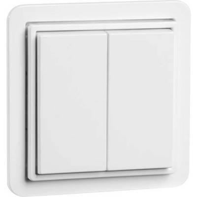 Doppellichtschalter in weißem Design auf heller Hintergrundwand.