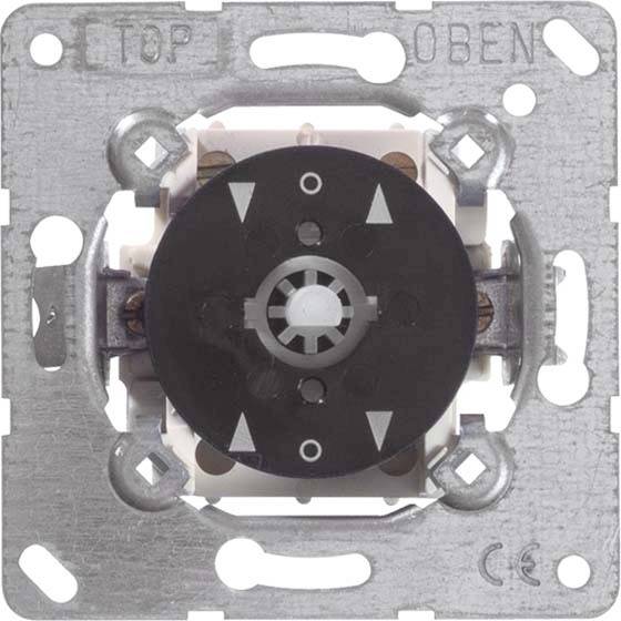 Drehschalter für Lichtsteuerung mit Richtungspfeilen und Markierungen auf einer Metallhalterung, oben beschriftet mit 'TOP/OBEN'.