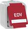 Ein roter Schalter mit der Aufschrift 'EDV'.