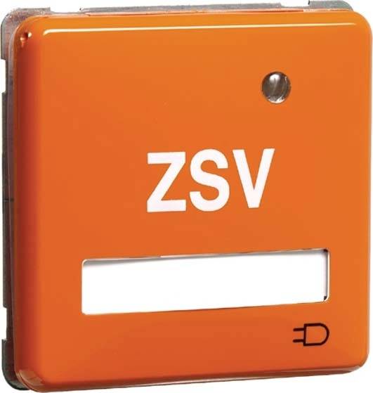 Ein orangefarbener Schalter mit der Aufschrift 'ZSV' und einem Stromsymbol unten rechts.