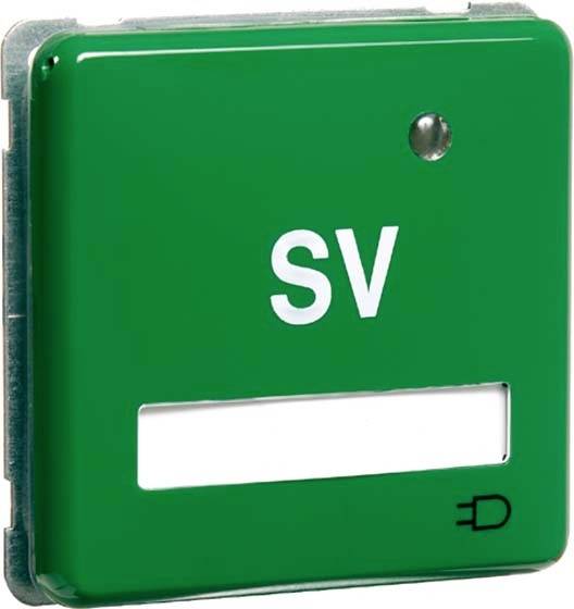 Grüner Schalter mit der Aufschrift 'SV', Lichtindikator und glattem Design, vermutlich für Not- oder Sicherheitsfunktionen.
