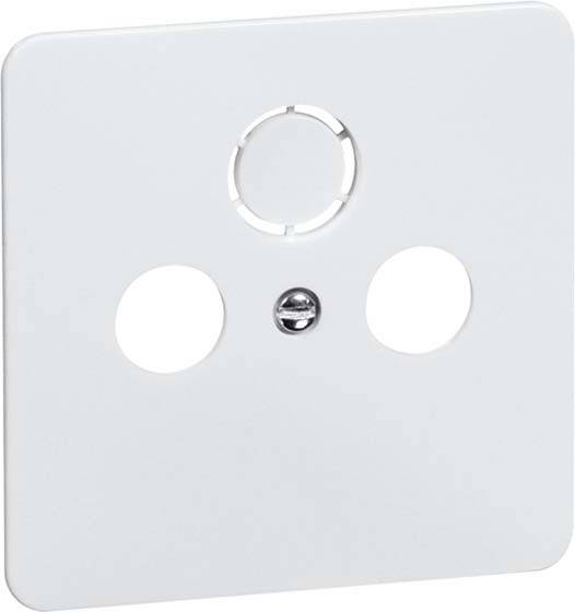 Abdeckplatte mit drei Löchern, geeignet für Elektroschalter oder Steckdosen in Innenräumen, schlichtes weißes Design.