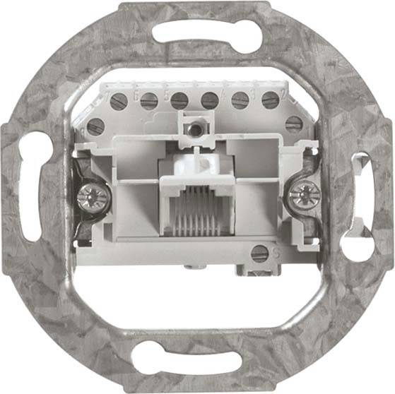 'RJ45-Dosenhalterung aus Metall, mit zwei Schrauben zur Befestigung, für Netzwerkkabelinstallationen geeignet.'