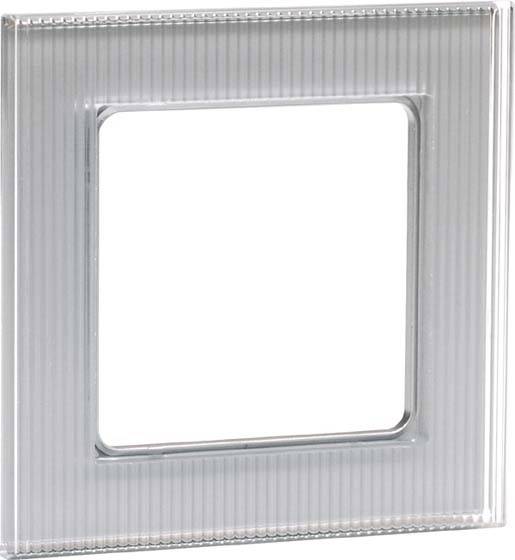 Ein quadratischer, transparent gerillter Bilderrahmen ohne Bild, mit einem Ausschnitt in der Mitte.