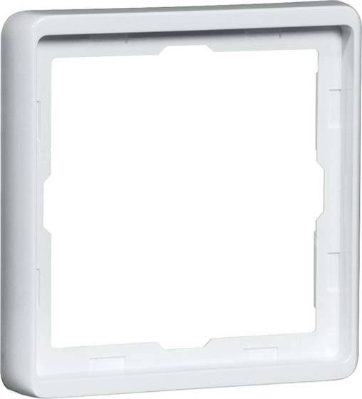 Kunststoff-Abdeckrahmen in quadratischer Form, weiß, ohne sichtbare Markierungen oder Dekorationen.