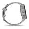 Smartwatch in Seitenansicht mit drei Bedientasten auf der rechten Seite, graues Armband.
