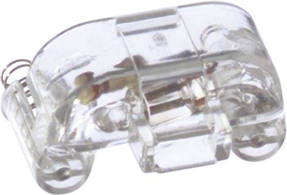 Ein transparenter Kabelverbinder für elektrische Leitungen mit Federmechanismus zur sicheren Verbindung von Drähten.